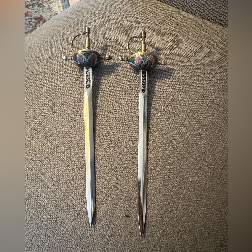 🔥Vintage Toledo Spanish Rapier Gold Color Sword Letter Openers 8.5” From Spain